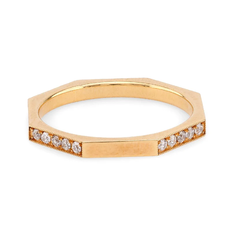 women's custom necklaces -Modern Diamond 18K Yellow Gold Eternity Ring