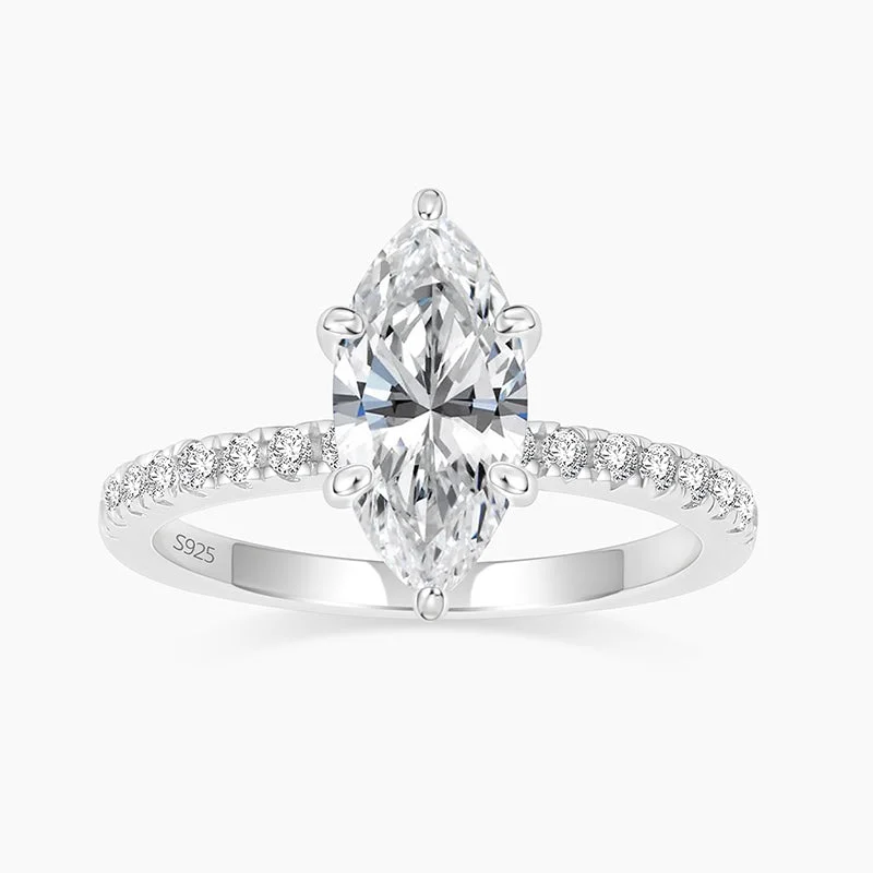 women's gold-plated rings -925 Sterling Silver CZ Marquise Ring