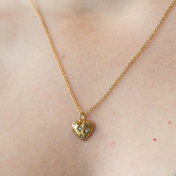 women's heart-shaped necklaces -Heart Amulet Necklace in Gold