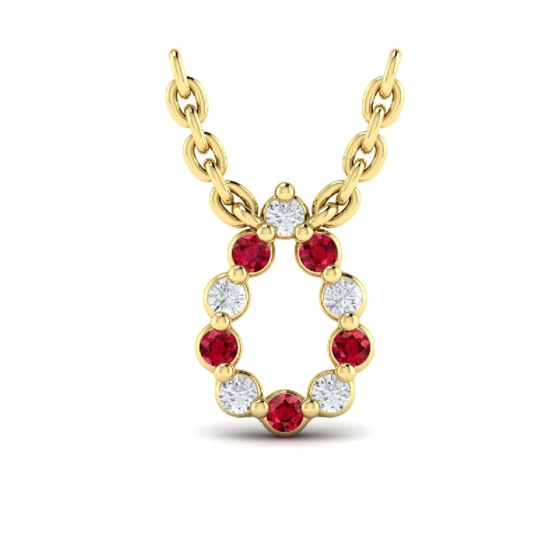 women's gold chain necklaces -Alternating Ruby & Diamond Necklace