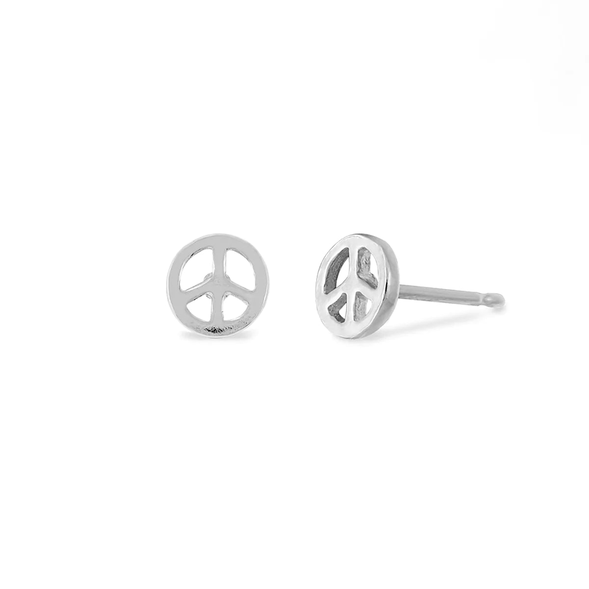 women's vintage earrings -Silver Peace Sign Studs