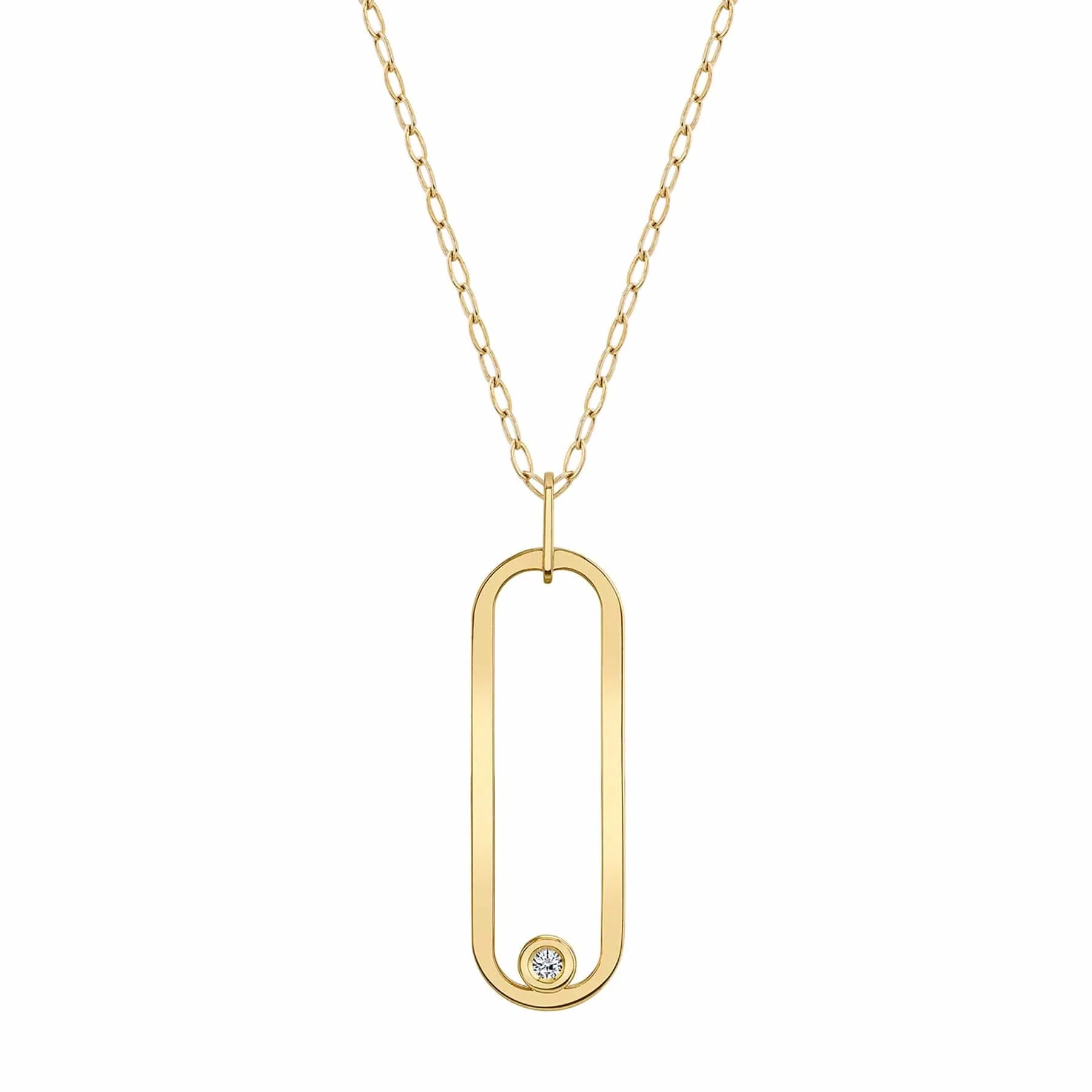 women's minimalist gold necklaces -Longline Link Pendant