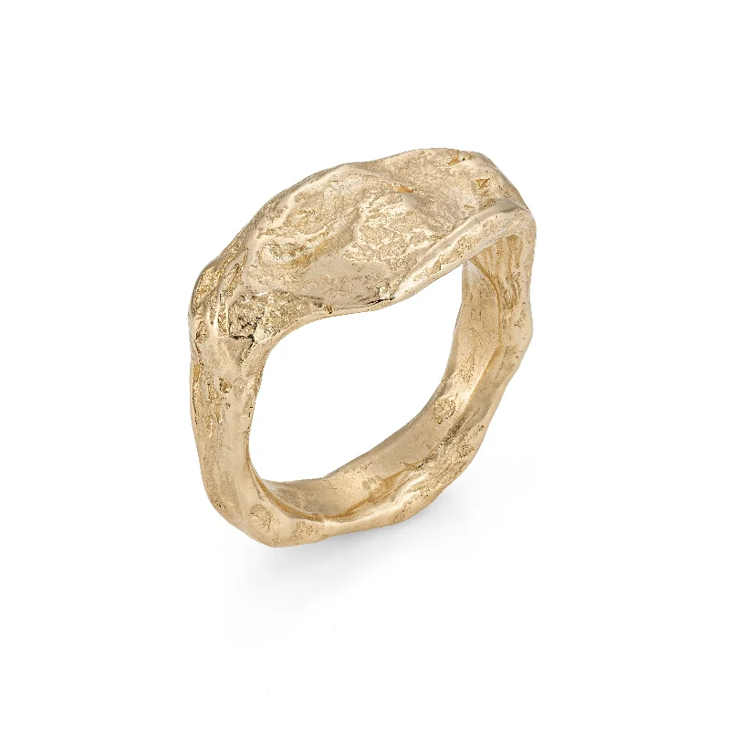 women's twisted gold rings -Signet Rock Ring 9ct gold