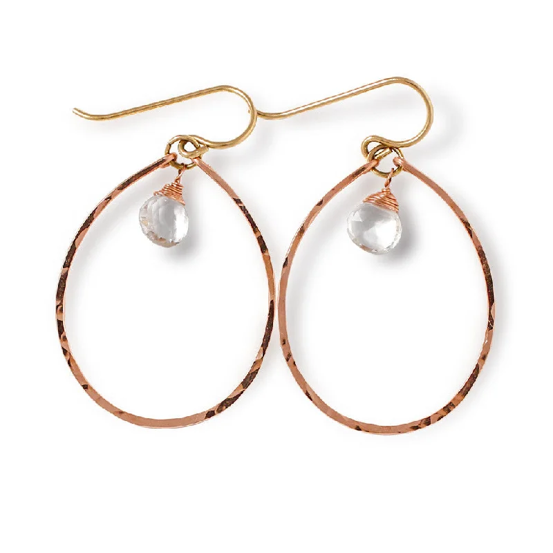 women's elegant drop earrings -Droplette Gemstone Hoops - Crystal Quartz