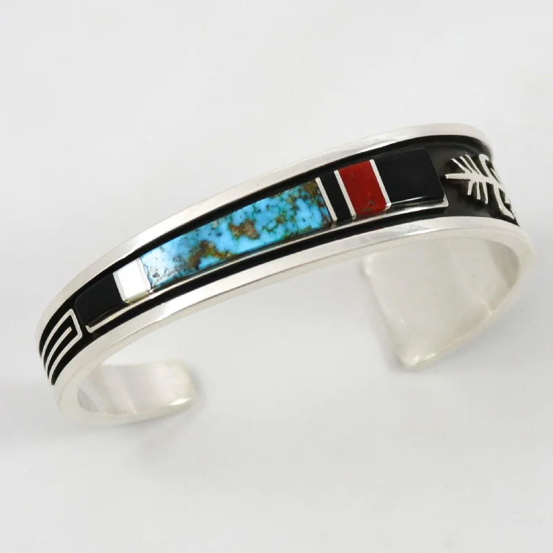 women's vintage bracelets -Multi-Stone Inlay Cuff