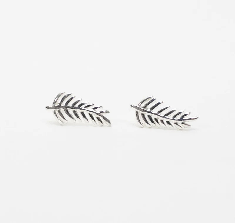 women's elegant drop earrings -Silver Fern Studs