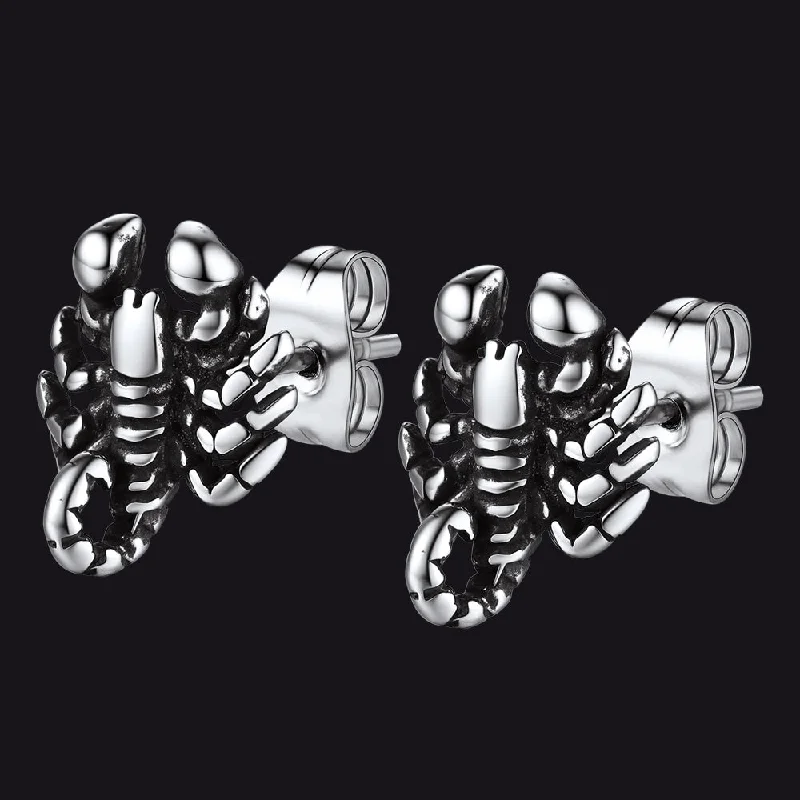 women's luxury stud earrings -Gothic Edgy Scorpion Stud Earrings For Men Women