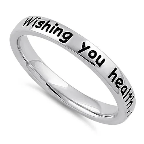 women's diamond promise rings -Sterling Silver "Wishing you health, happiness, success, & love" Ring