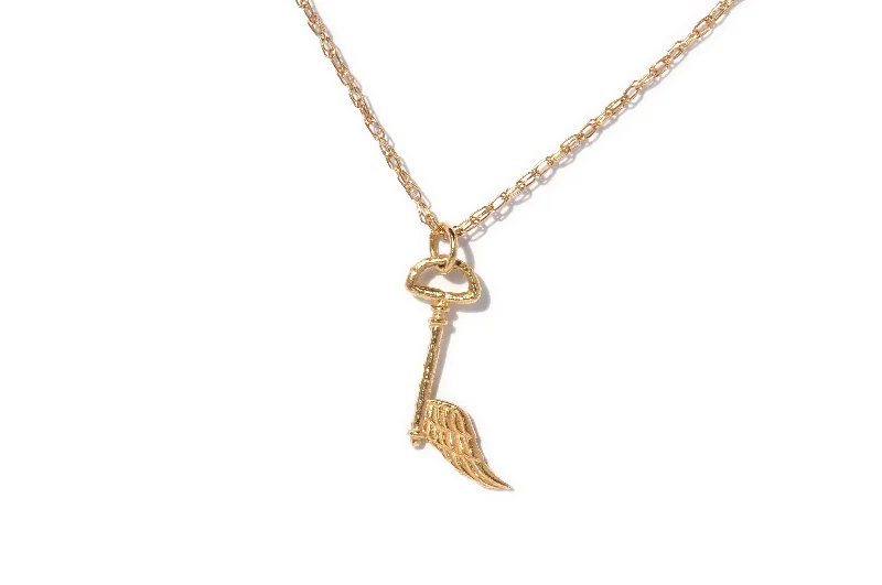 women's long gold necklaces -Angel Key Necklace