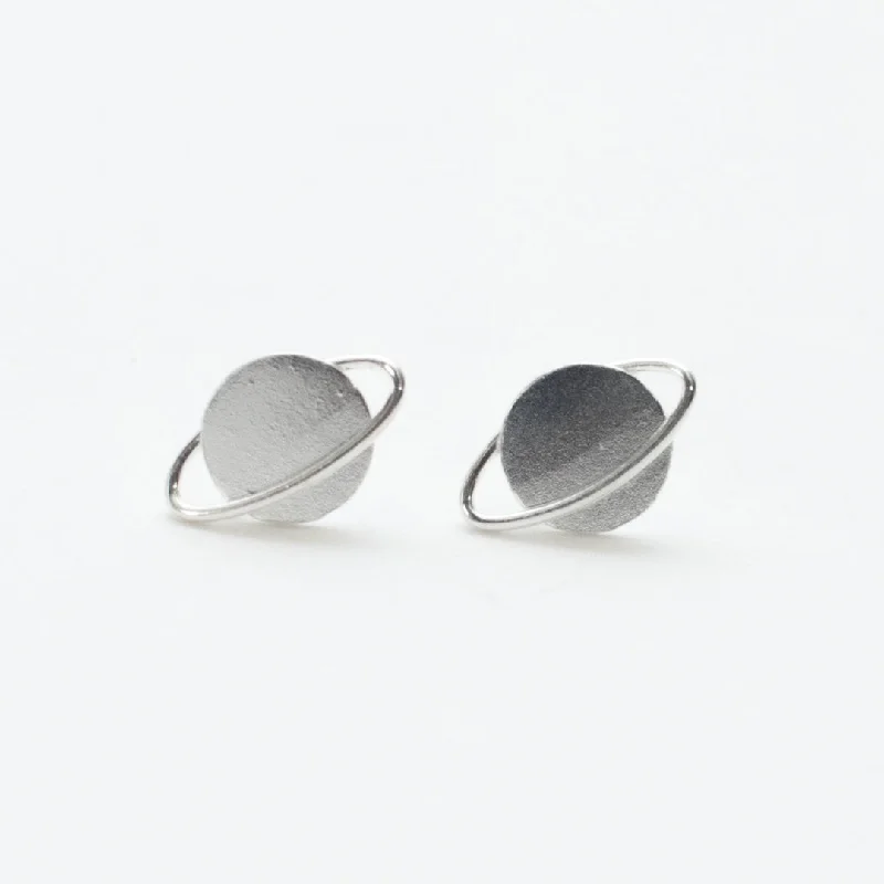 women's wedding earrings -Silver Planet Studs