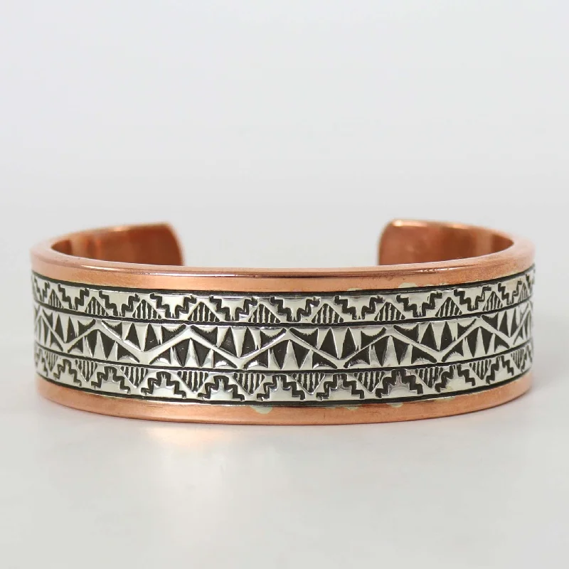 women's stacked bangles -Copper and Silver Cuff