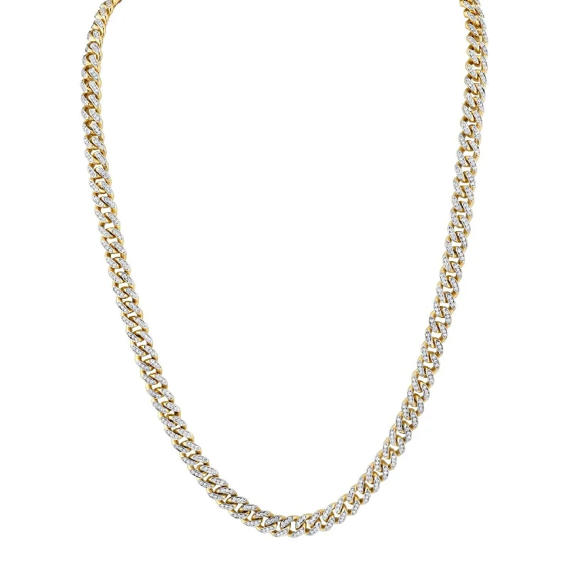 women's pearl necklaces -Men's Pave Cuban Chain Necklace