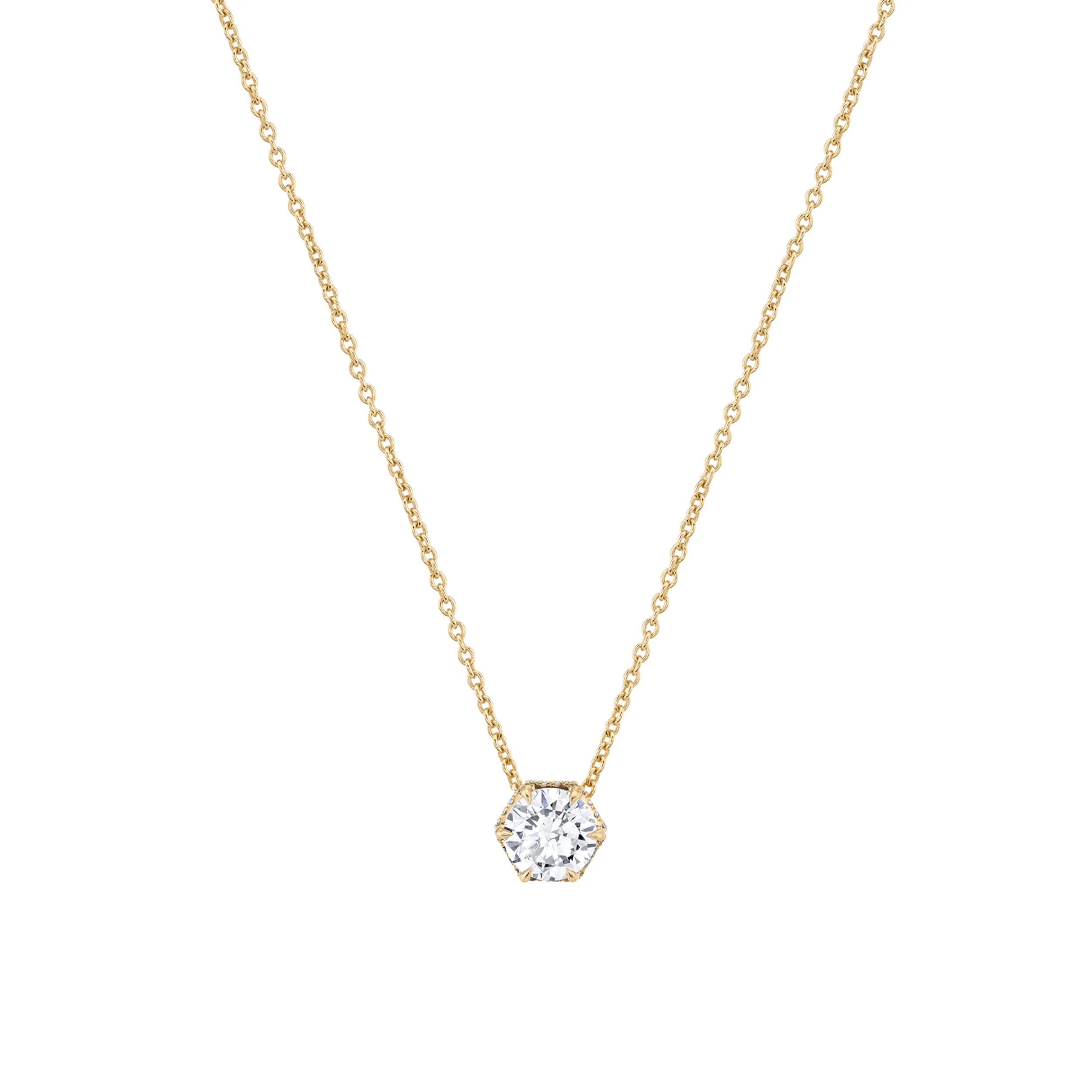 women's silver infinity necklaces -Hex Halo Solitaire Necklace