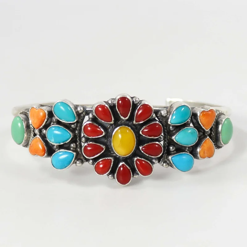 women's stacked bangles -Multi-Stone Cuff