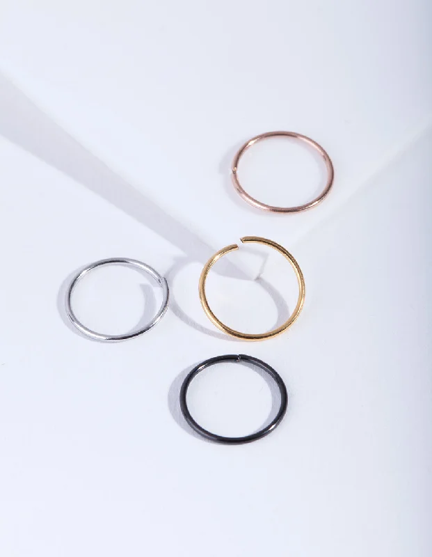 women's luxury diamond rings -Mixed Metal Classic Nose Ring Pack