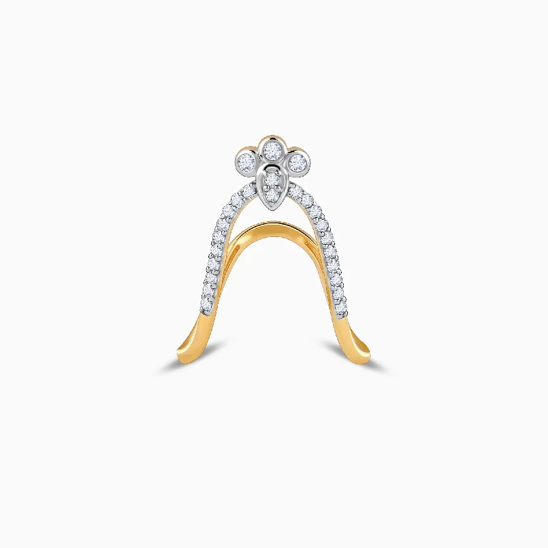 women's custom rings -Gold Floret Shine Diamond Vanki Ring