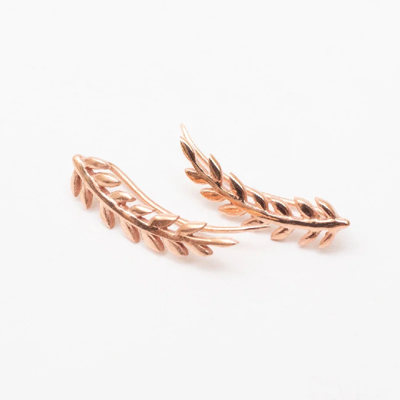 women's bold statement earrings -Rose Gold Eden Ear Climbers