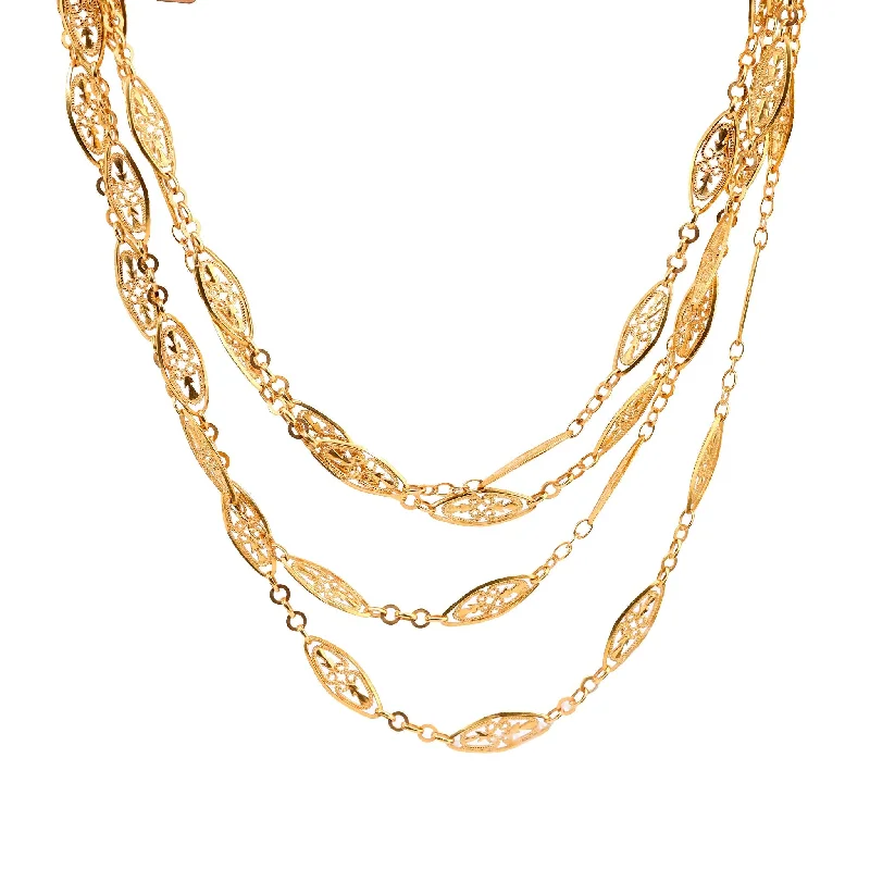 women's chic pendant necklaces -Antique French 18K Yellow Gold Necklace