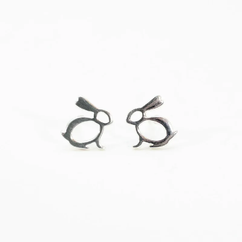 women's feather earrings -Silver Year of the Rabbit Studs