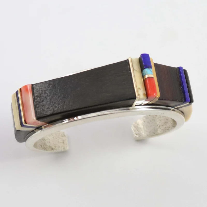 women's cuff bangles -Cobbled Inlay Cuff