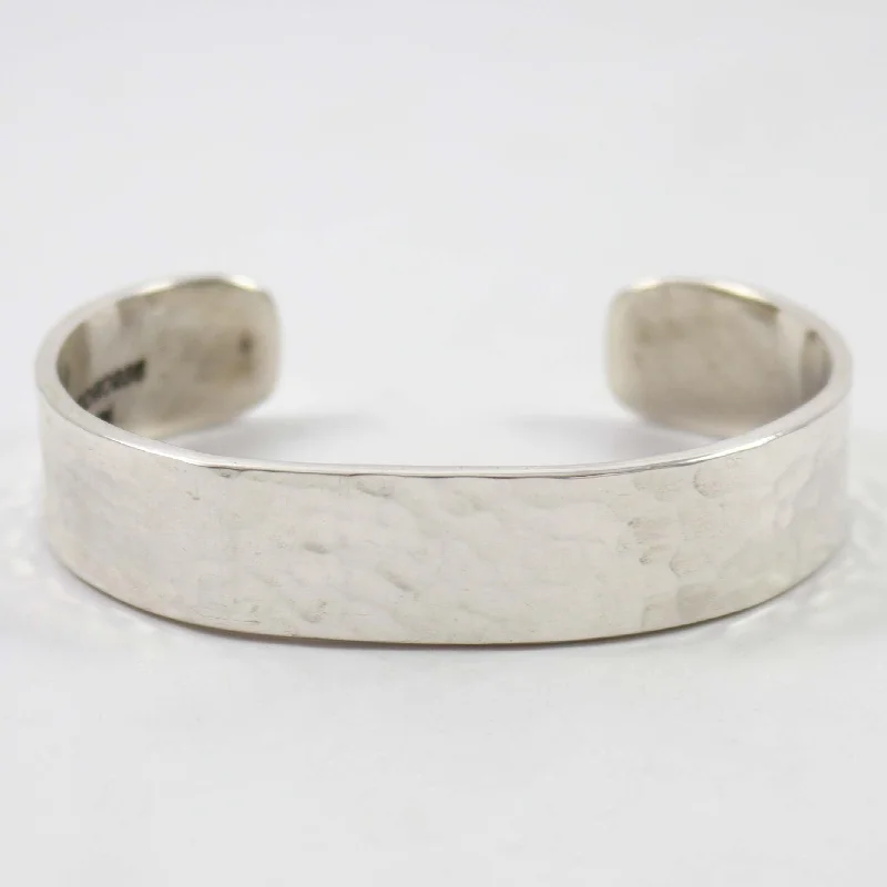 women's gold chain bracelets -Hammered Silver Cuff