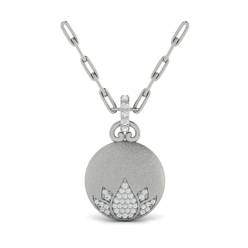 women's custom necklaces -14 Karat White Gold Rhodium Plated Circle Pendant/Necklace