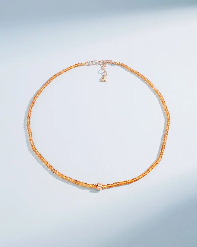 women's trendy necklaces -Infinite Beaded Citrine & Mini Golden Rondelle Necklace