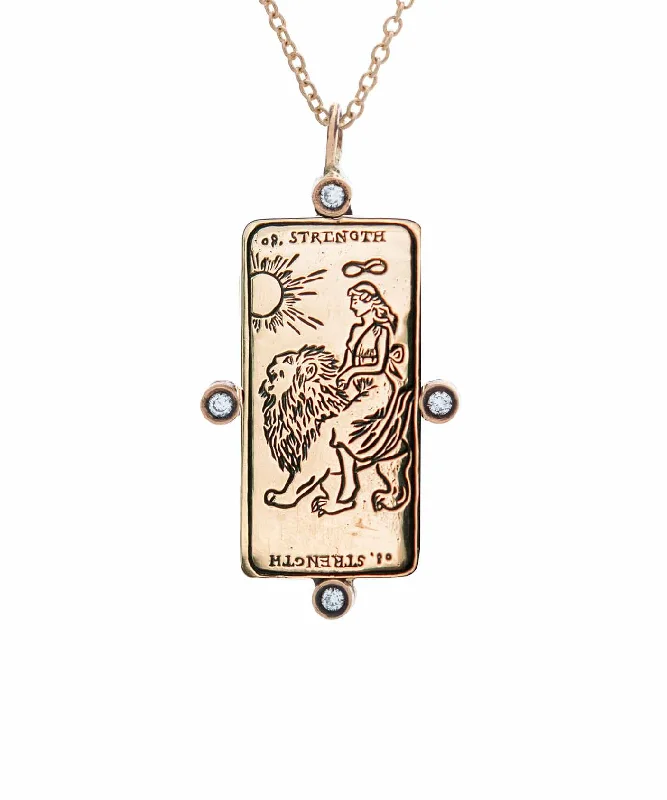 women's pendant necklaces -Diamond Strength Tarot Card Necklace