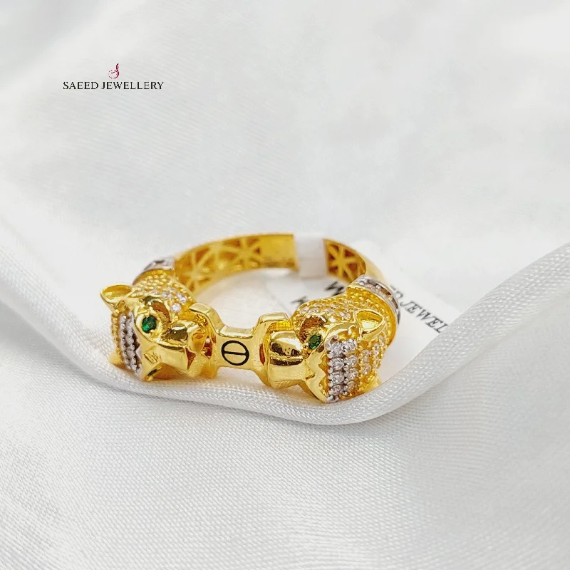 women's silver wedding bands -Zircon Studded Tiger Ring