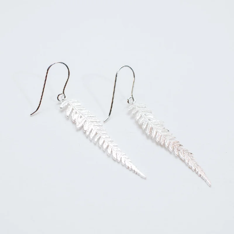 women's modern silver earrings -Silver Fern Earrings