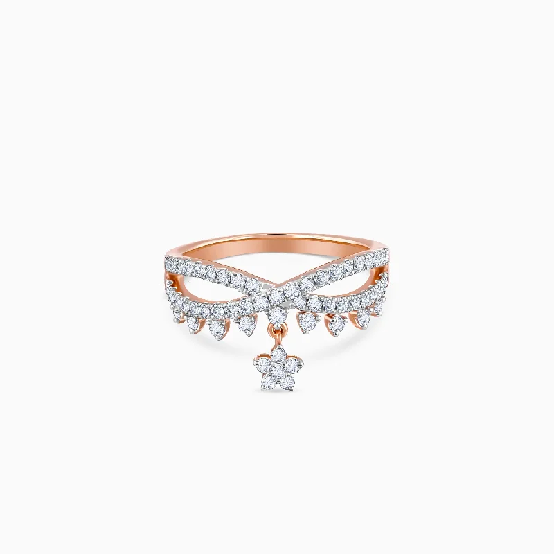 women's solitaire rings -Rose Gold Party Floral Ring