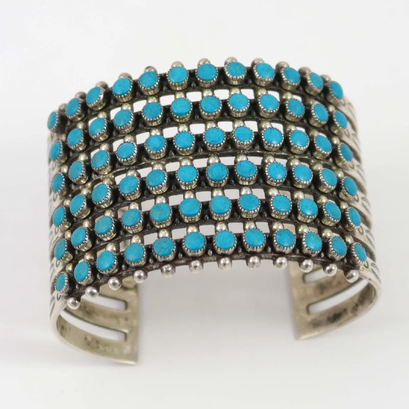 women's gold-plated bracelets -1950s Turquoise Row Cuff