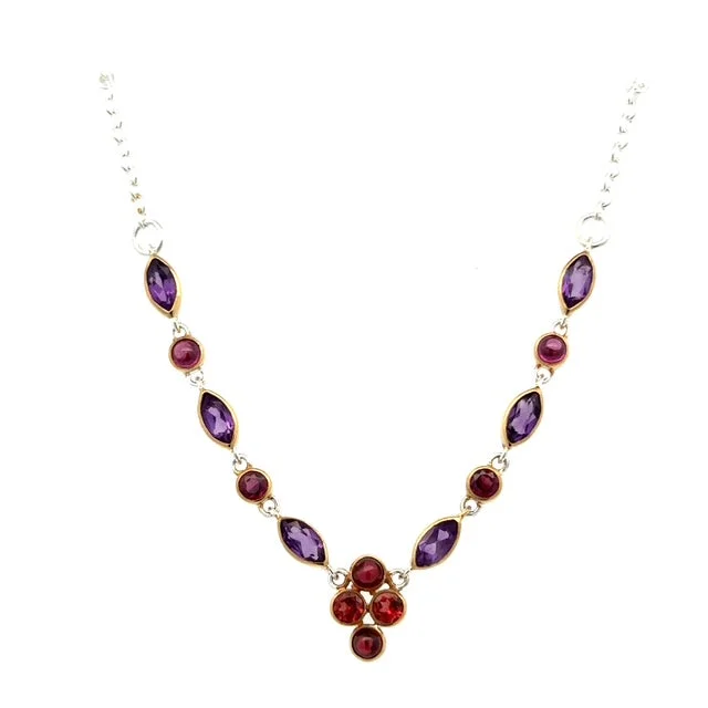 women's matching necklace sets -Amethest & Garnet Necklace