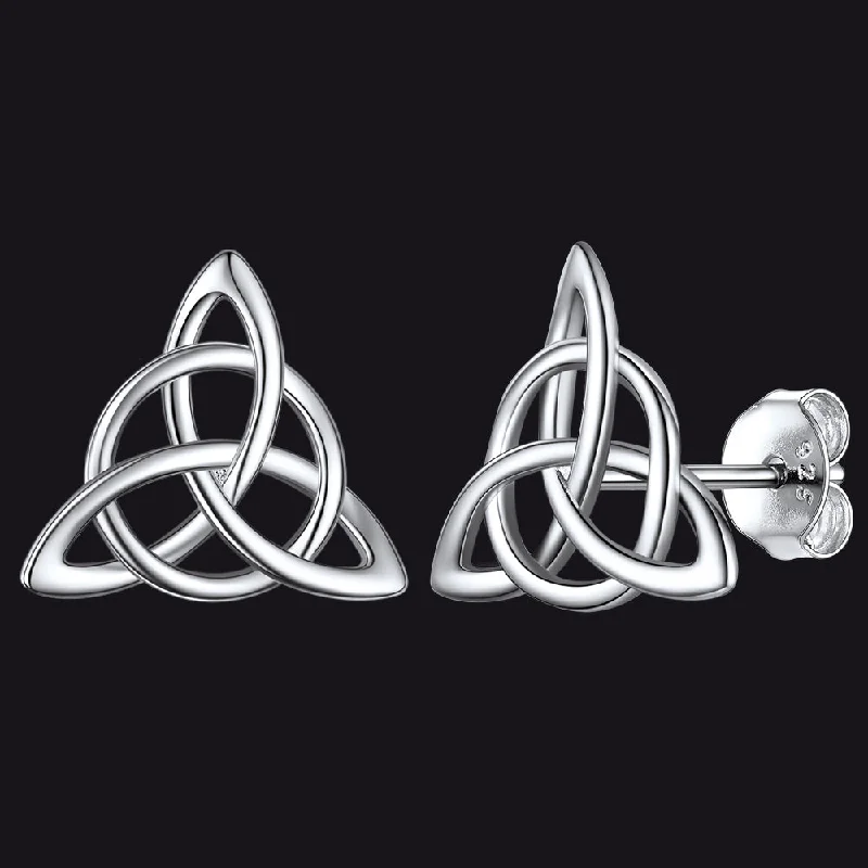 women's stylish earrings -S925 Silver Celtic Triquetra Stud Earrings for Women