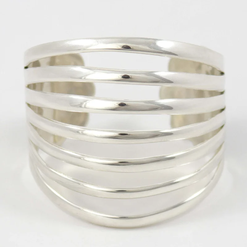 women's handmade bracelets -Split Silver Cuff