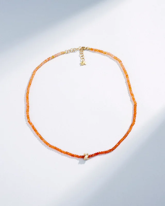 women's gold charm necklaces -Infinite Beaded Opal & Mini Diamond Rondelle Necklace