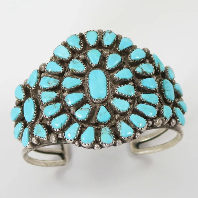 women's mixed metal bracelets -1960s Turquoise Cuff