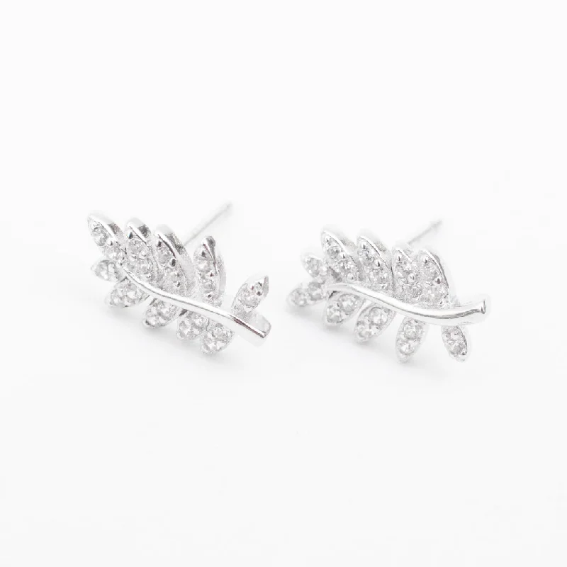 women's bold statement earrings -Silver Cubic Vine Studs