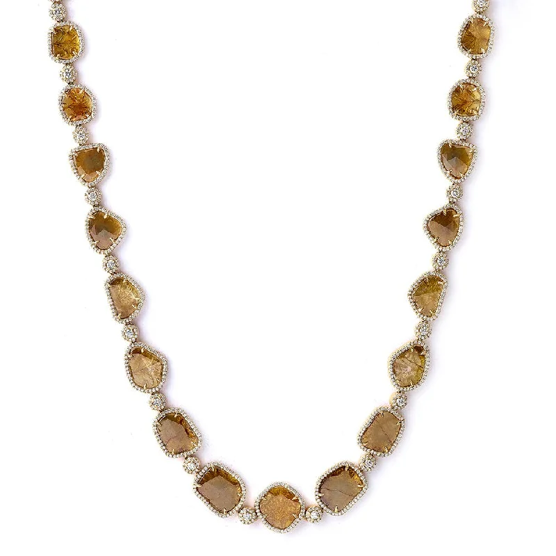 women's infinity necklaces -Sliced Yellow Diamond Necklace