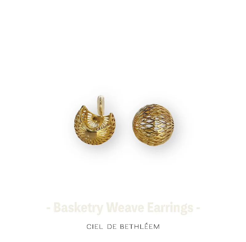 women's gold pendant earrings -Basketry Weave Earrings