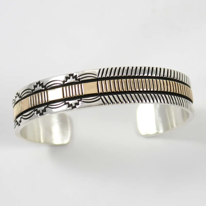 women's sterling silver bracelets -Silver and Gold Cuff