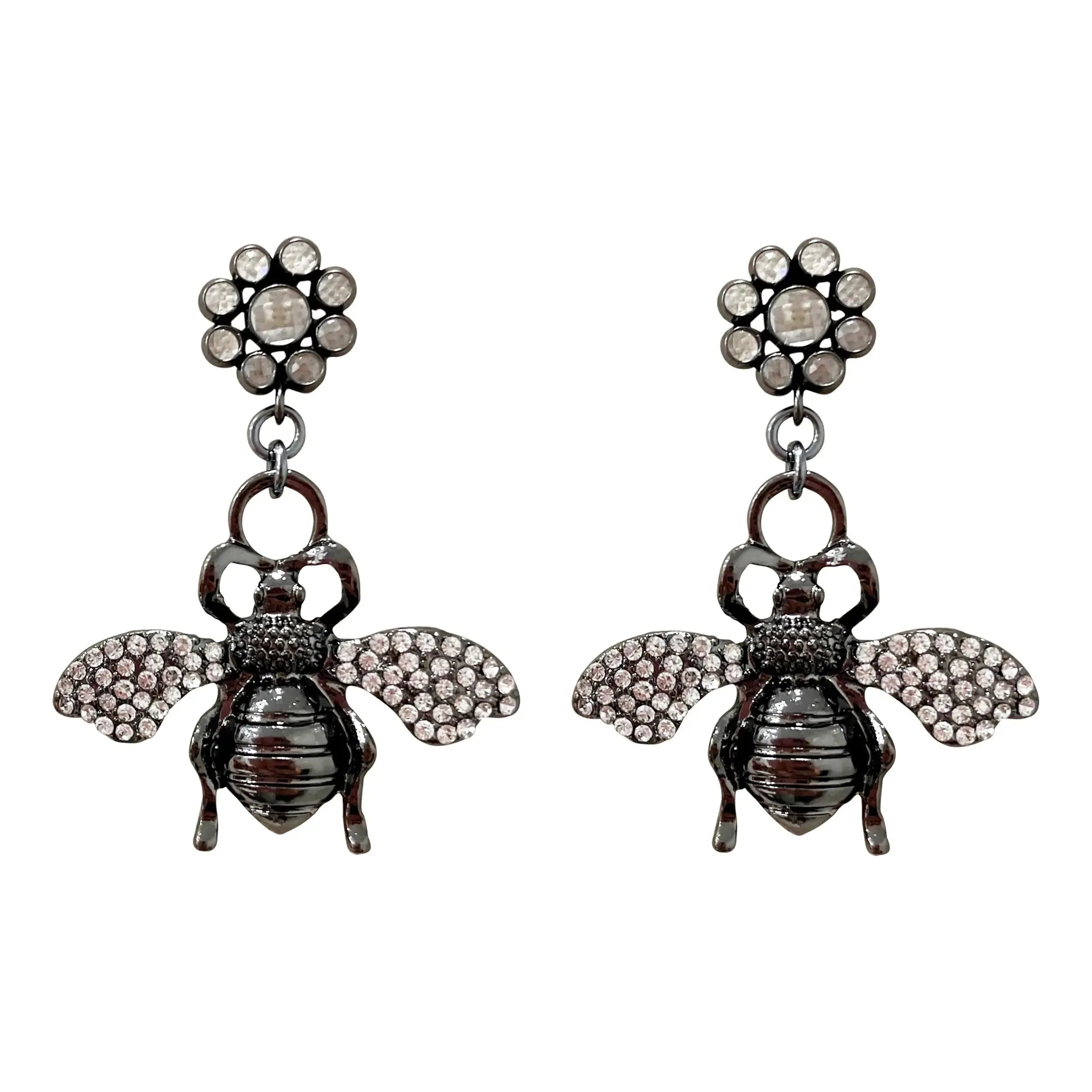 women's gemstone rings -Queen Bee Short Earrrings Black