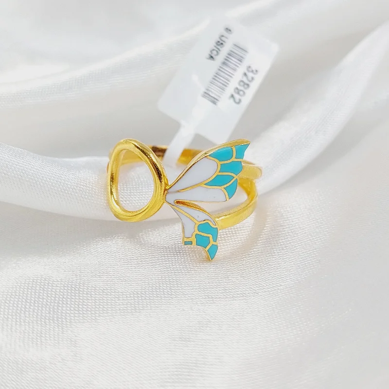 women's pearl rings -Enameled Butterfly Ring