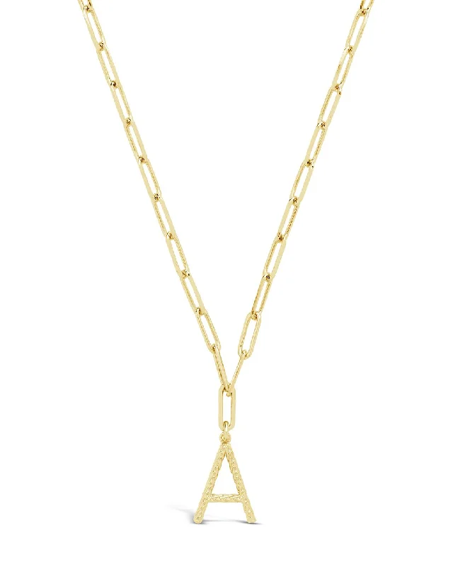 women's simple gold necklaces -Braided Initial Pendant Necklace