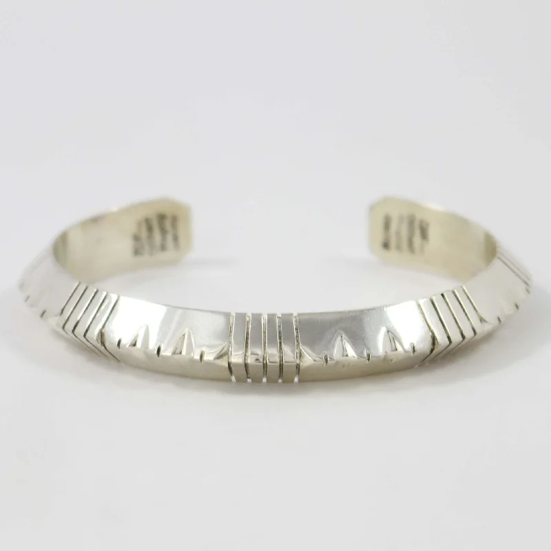 women's infinity bracelets -Stamped Silver Cuff