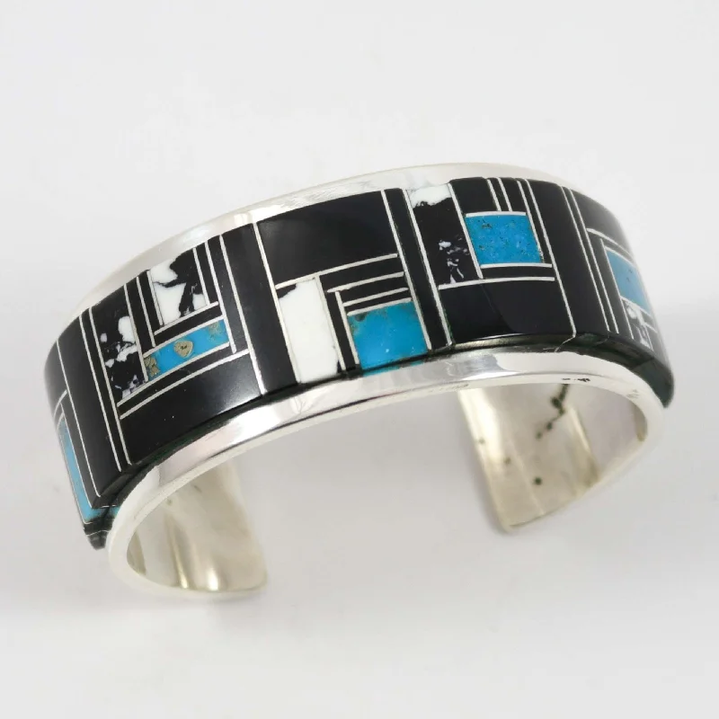 women's bangles for gift -Multi-Stone Inlay Cuff