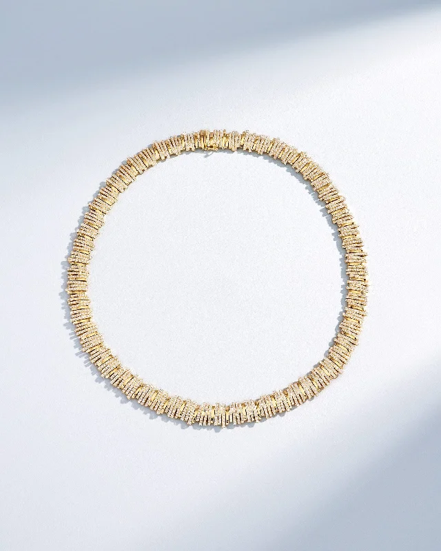 women's elegant necklaces -Classic Gold Half Pave Tennis Necklace