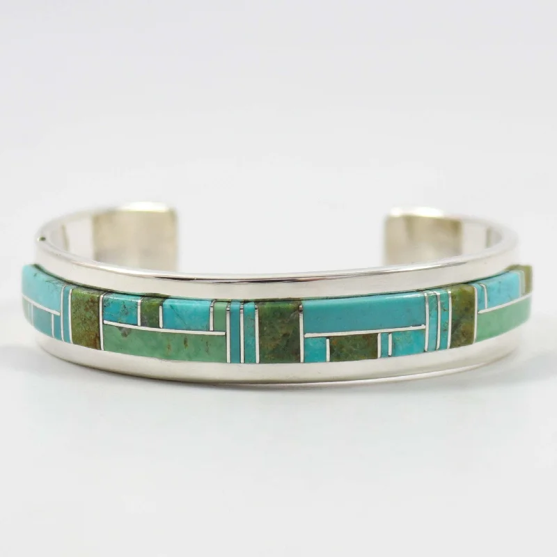 women's diamond-studded bangles -Turquoise Inlay Cuff