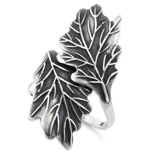 women's classic engagement rings -Sterling Silver Hugging Leaves Ring