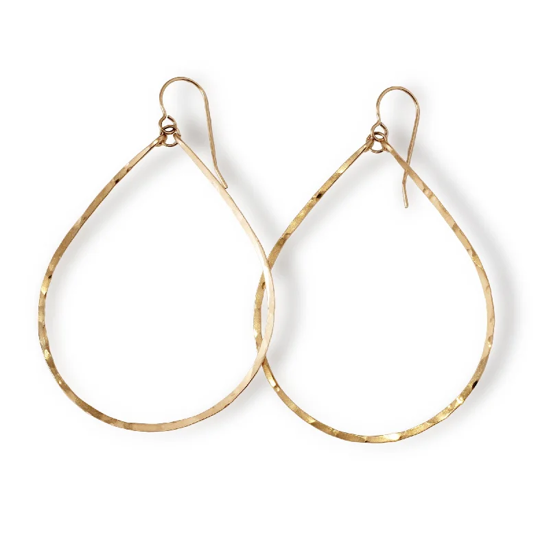 women's chic earrings -Large Teardrop Hoop Earrings